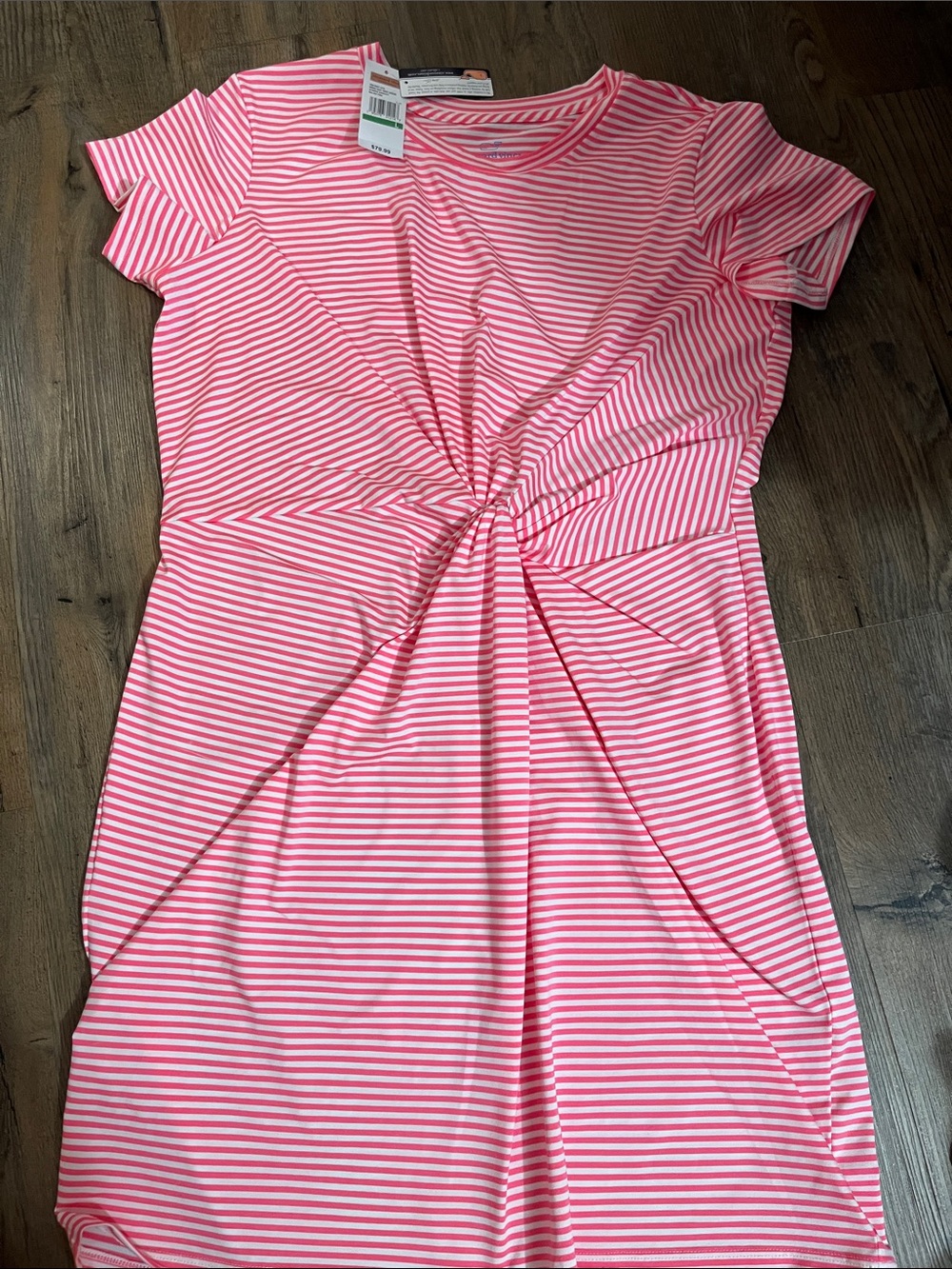 Women’s NWT Vineyard Vines Pink Striped Twist-Front Dress